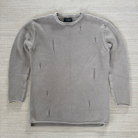 PacSun Other - Pacsun beige distressed cotton knit long sleeve crewneck pullover sweater men‎ M